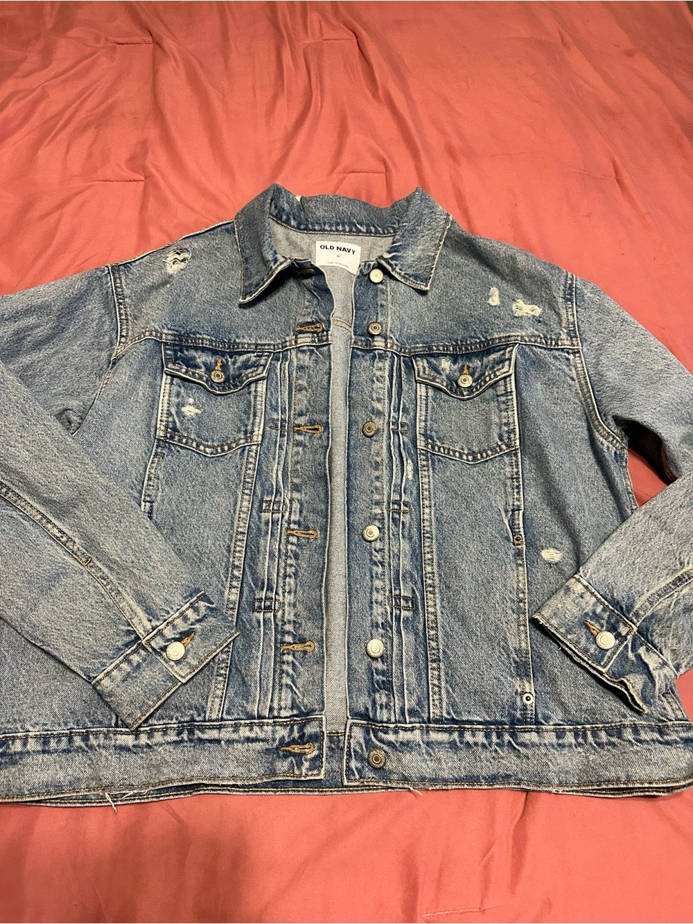 Old Navy Light Blue Distressed Denim Jacket